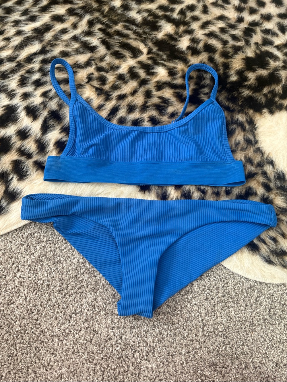 Frankies  Ribbed Blue Bikini Two-Piece Set